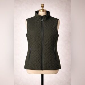 Outback Trading Co Women’s Quilted Vest Size Large Full Zip Green Western
